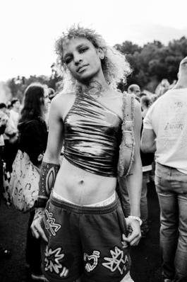 queer model blond hair standing in the crowd at CSD Berlin 